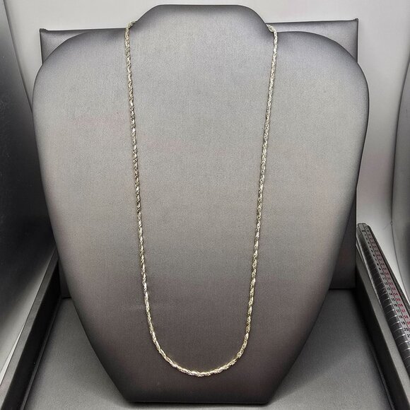 VTG Diamond Cut Rope Chain Necklace 20" 925 Italy Sterling Silver 2mm - Picture 2 of 9